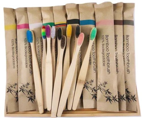 Cepillos de dientes en bambu madera 100% biodegradable en colores